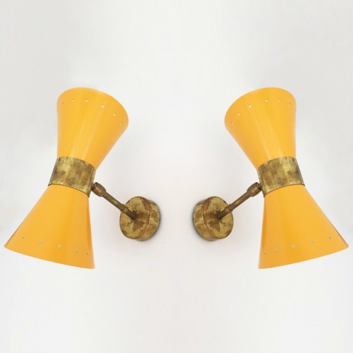 Coppia di applique da parete "diabolo" italiane, design anni '50