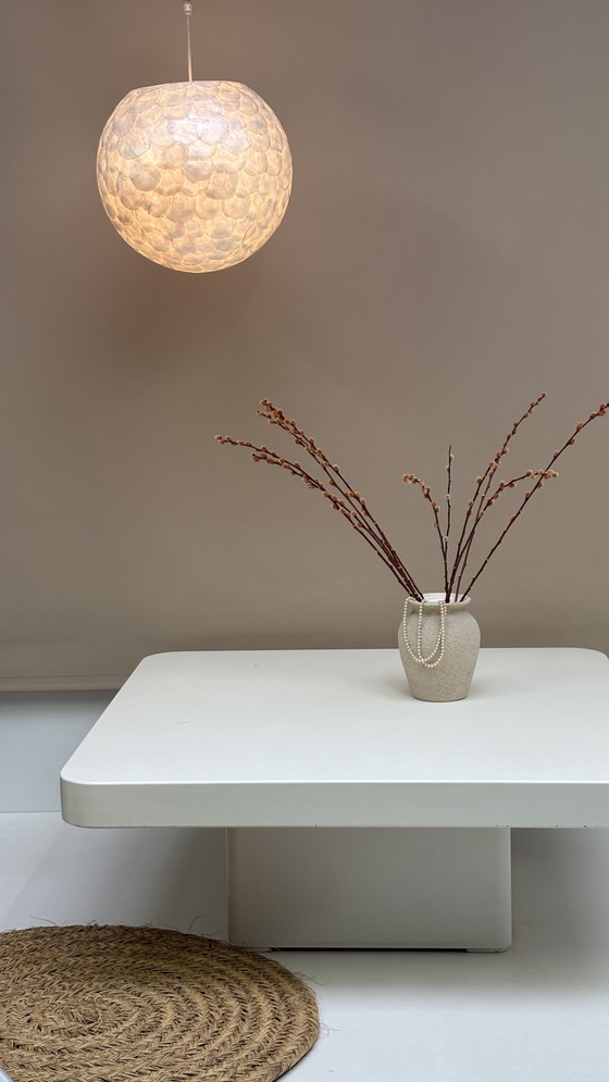 Image 1 of Vintage vierkante Japandi salontafel wit design Jan des Bouvrie 80s