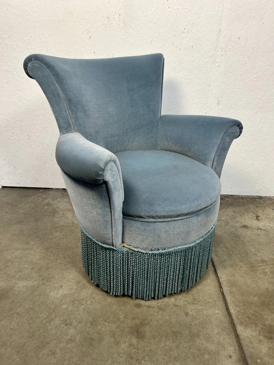 Image 1 of Poltrona da cocktail vintage, Francia anni '60, velluto blu