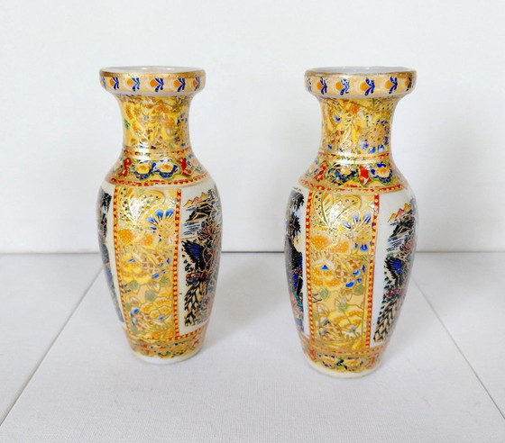 Set 3 Vasi Vintage Geisha Giapponesi Satsuma, Anni '60/'70 – Porcelain (photo 3 of 16)