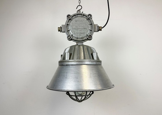 Image 1 of Large Industrial Cast Aluminium Cage Pendant Light from Polam Wilkasy, 1970s
