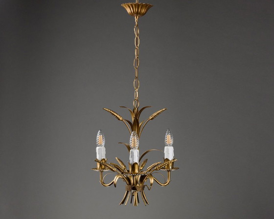 Image 1 of Lustre original Hans Kögl style épi de blé – Suspension style Hollywood Regency, années 1970