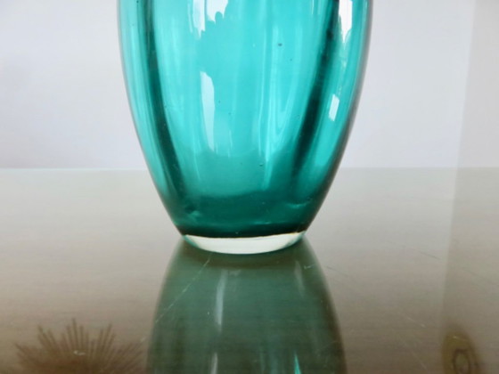 Image 1 of Murano-Glasvase mit Henkeln, türkisfarben, 1970