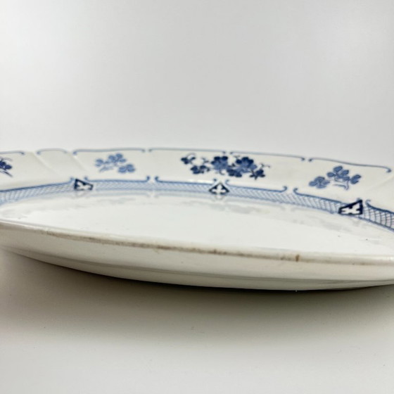Image 1 of Grand Plat ovale Terre de Fer KG Lunéville, modele "Jane", bleu, 1890-1915