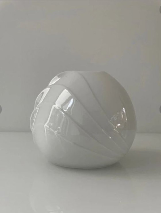 Image 1 of Vintage West German porcelain vase with wave relief