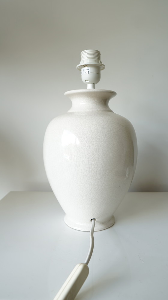 Image 1 of Vintage white Le Dauphin lamp base in crackled glazed ceramic - 1980s