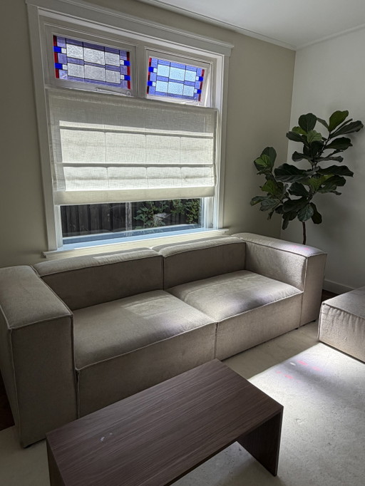 NOUS Wohnzimmersofa beige mit Hocker