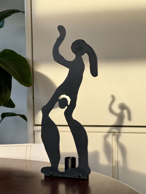 Image 1 of Candeliere vintage IKEA Häll design Anna Efverlund anni '90 - silhouette di donna in metallo nero