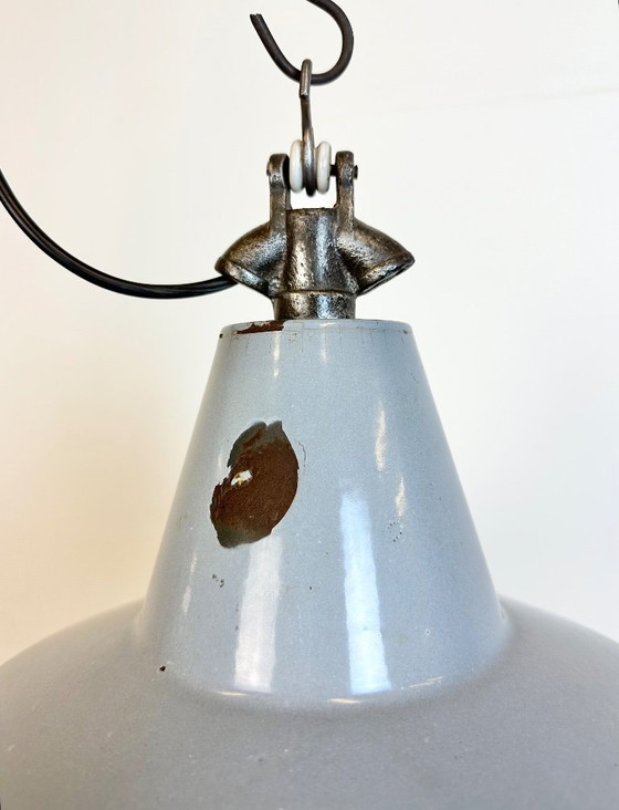 Image 1 of Industrial Grey Enamel Factory Pendant Lamp, 1960s