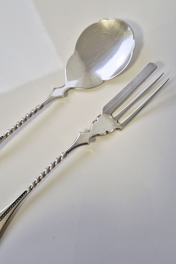 Image 1 of Designer 833 argento (valore argento puro 142,88 €) posate da pesce posate in argento Paesi Bassi 1890 AK 47