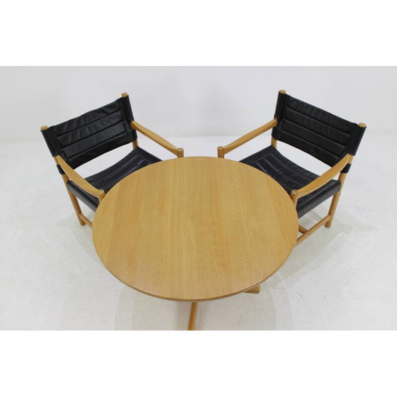 Image 1 of Set of vintage Black Leather Armchairs and coffee table by Ditte and Adrian Heath, Danish 1960s