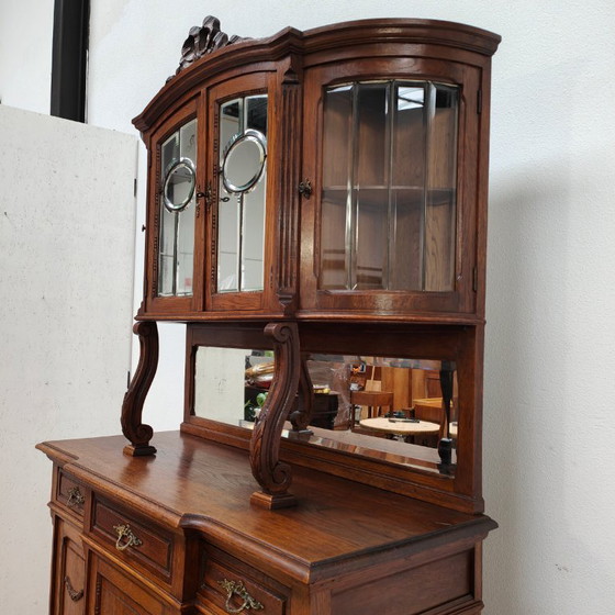 Image 1 of Antique Vintage country sideboard wall cabinet mirror cabinet