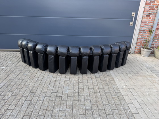 Image 1 of De Sede DS600 Snake Tatzelwurm 13-piece set in black leather in top condition!