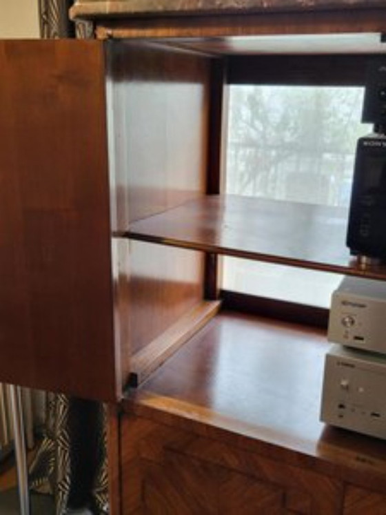 Image 1 of Louis XVI style tall cabinet in wood and French marble slab