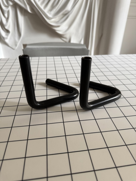 Image 1 of 1980s vintage postmodern design candlesticks