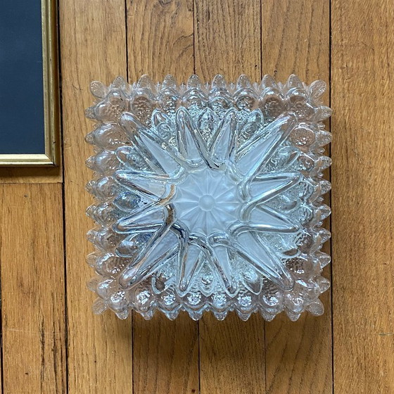 Image 1 of Vintage wall sconce in antique glass, square ceiling light, 23 cm