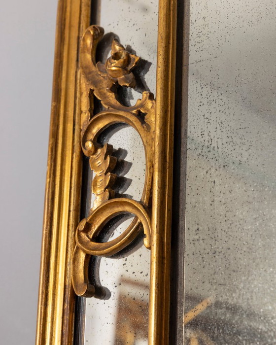 Antique classic style console table in wood decorated with mirror from the late 19th century, Gold (photo 13 of 21)