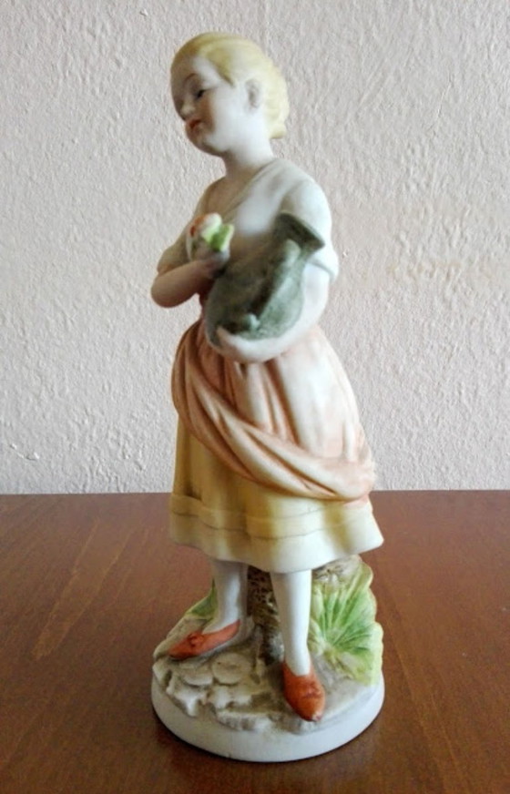 Image 1 of Vintage Porcelain Figurine, Flower-girl