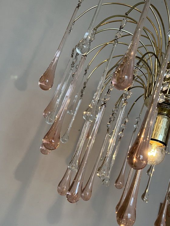 Image 1 of Vintage Pink Teardrop Chandelier Crystal Beads