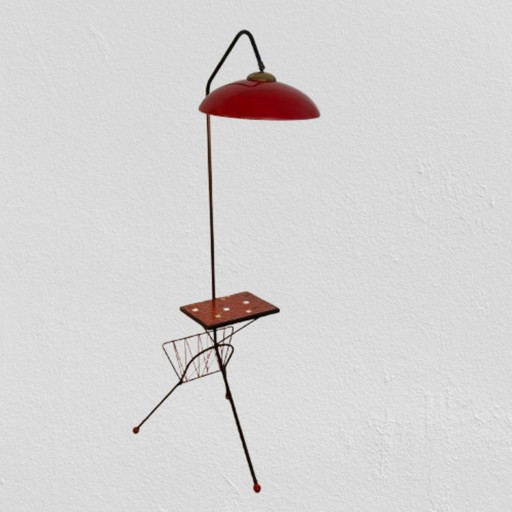 Side table with reading lamp and matching newspaper table