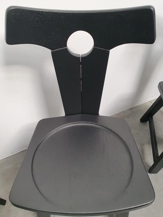 Image 1 of Brutalistische Eichenstühle 60er Jahre Schwarz