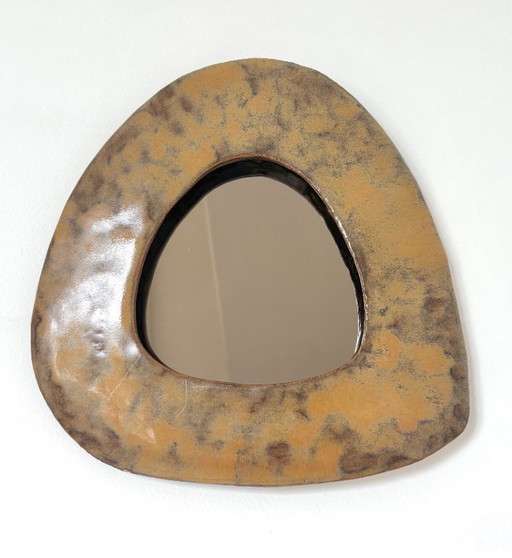 French contemporary ceramic mirror, "Triangolo" by Renzo Maar