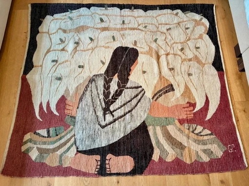 Vintage Wollwandteppich von Piotr Grabowski