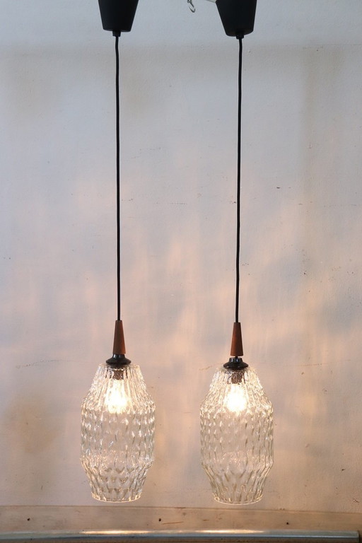 Lampes suspendues en verre de Murano, 1960, ensemble de 2