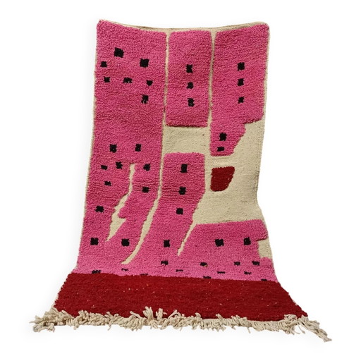 Tappeto marocchino tessuto a mano, lana naturale, 250cm x 150cm, decorazione elegante.