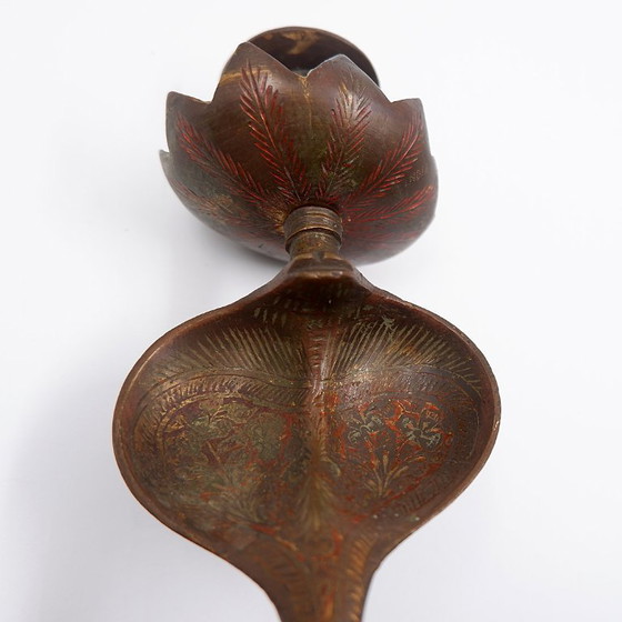 Image 1 of Persian-style brass candlestick in the shape of a cobra - 20th century