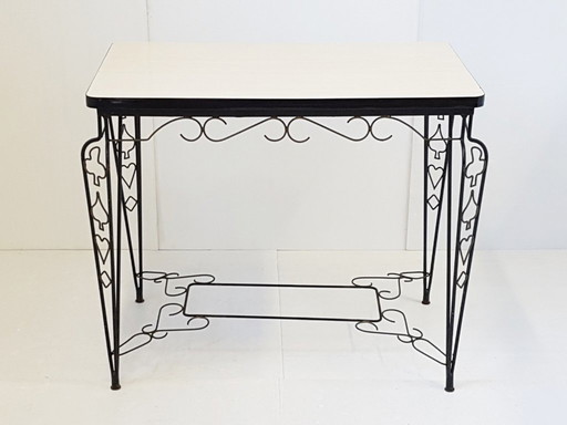 Formica table, spade, heart, club, diamond pattern, 1950s vintage, 50s rockabilly