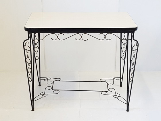 Image 1 of TABLE FORMICA PIQUE COEUR TREFLE CARREAU 1950 VINTAGE 50S ROCKABILLY 50'S