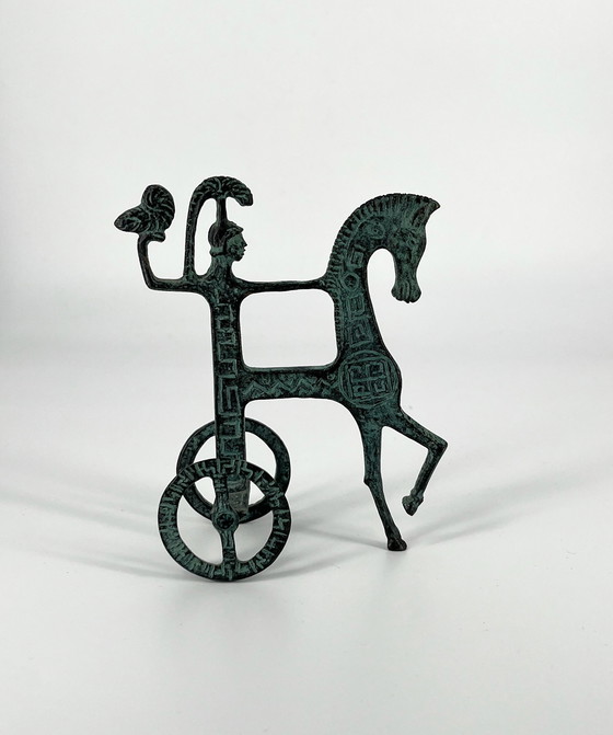 Image 1 of Figure Frederick Weinberg style goddess Athena & owl brass, bronze