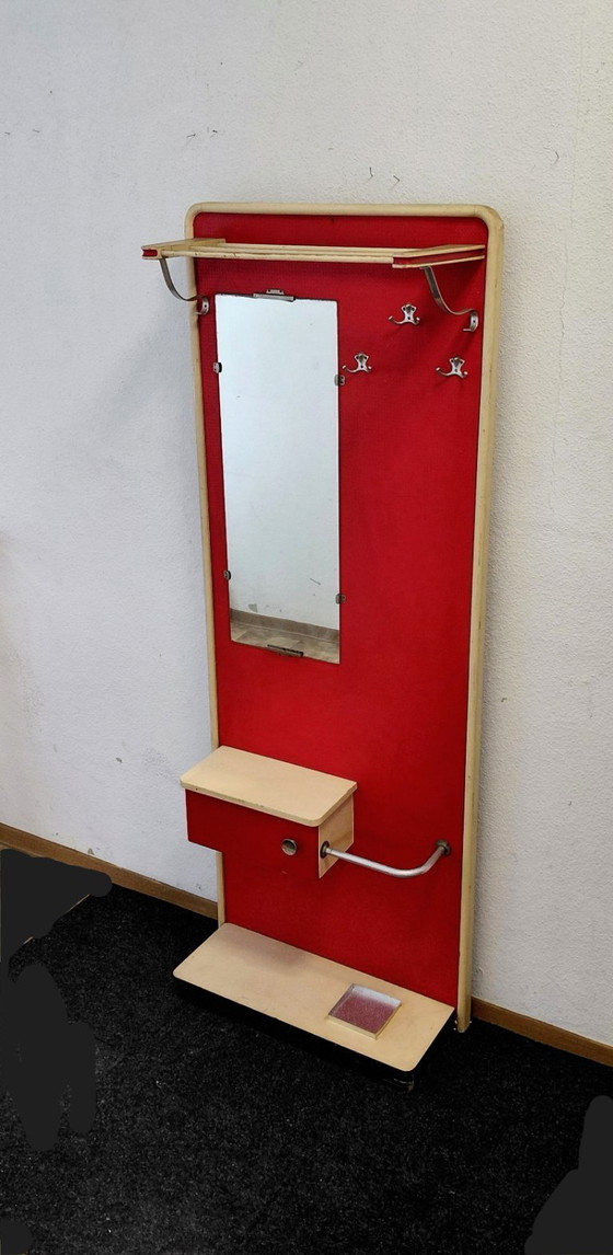 Image 1 of Fifties wall wardrobe in red with ivory white