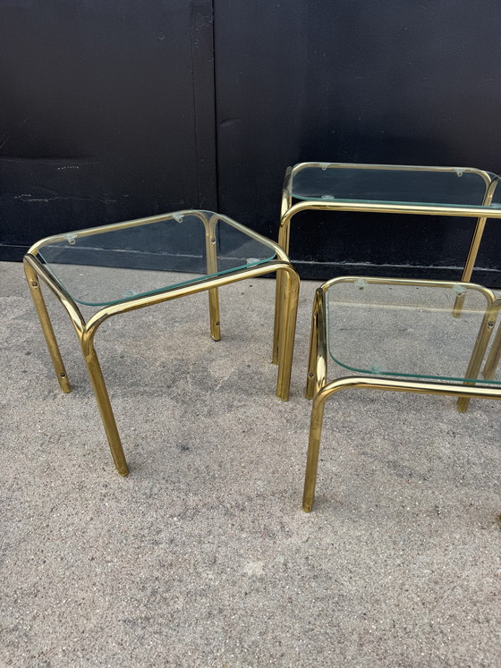 Image 1 of 1970s Gold Nesting Tables
