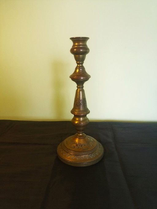 candelabro Bezalel Jerusalem unico - bronzo multitono - Boris Schatz (ca 1920)