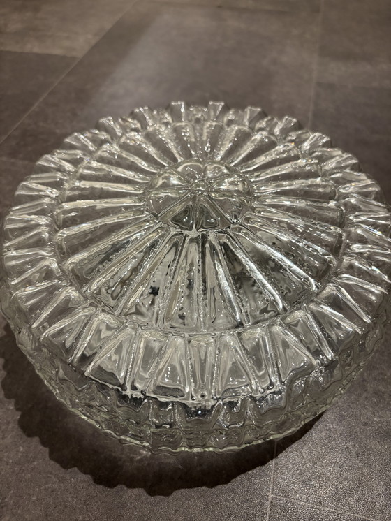 Image 1 of Vintage glazen plafondlamp / plaffoniere glas