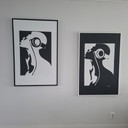Pintura en marco flotante.