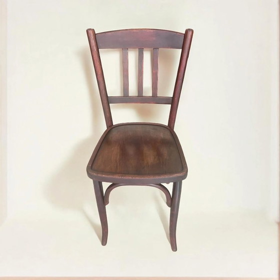 Image 1 of Sillas clásicas de café/bistro de nogal/madera curvada ca. 1950 con pátina