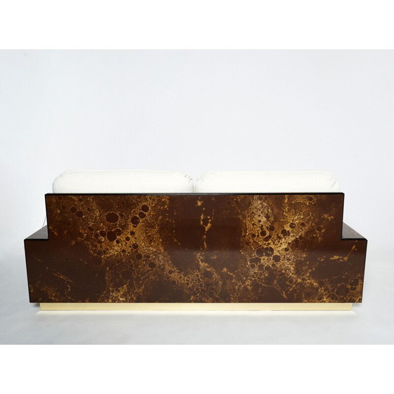 Image 1 of Vintage brass and woolen curly sofa by Jansen, 1970