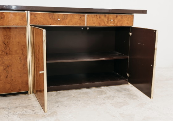 Image 1 of Sideboard In Radica E Metallo Dorato Modernariato Anni ‘70