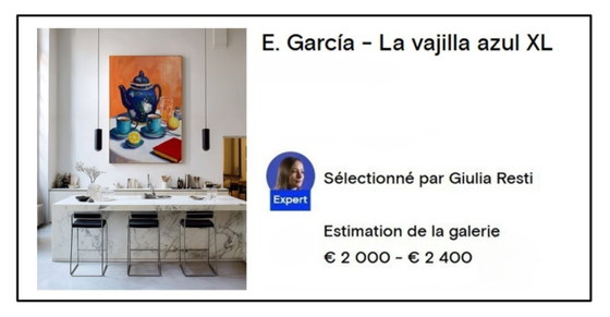 Image 1 of Acrylic painting by the artist E. García "La vajilla azul" 100x70 cm