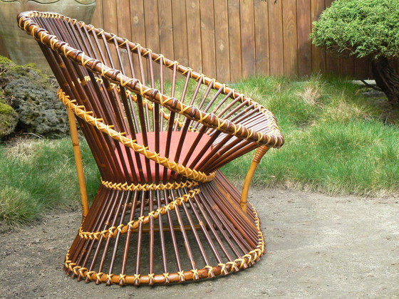 Image 1 of Rare canapé deux places vintage en rotin Rohé