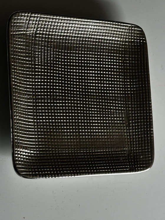 Image 1 of Tasca vuota vintage in ceramica e metallo anni '80 color argento