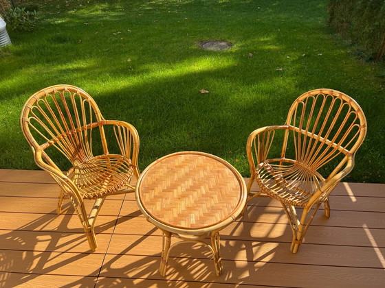 Set da giardino vintage Rohé in rattan anni '60 Boho – 3 pezzi (photo 5 of 13)