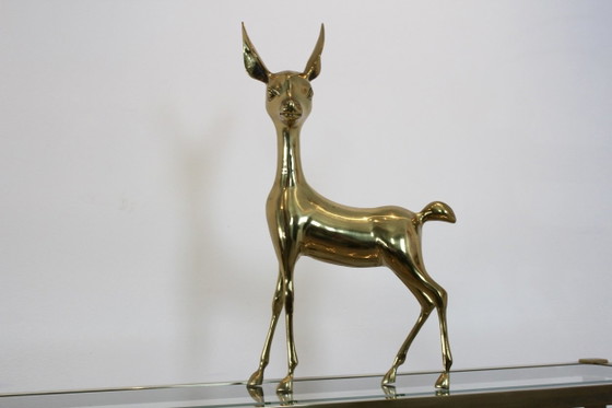 Exklusives Set XL ‘Bambi’ Messing Hirsch Bildhauereien, Vintage (Foto 5 von 7)