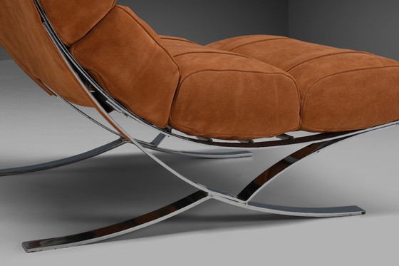 Image 1 of Impresionantes tumbonas de ante y cromo, Francia, años 70