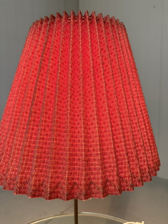 Image 1 of Brass Table Lamp With Pleated Shade 1950's