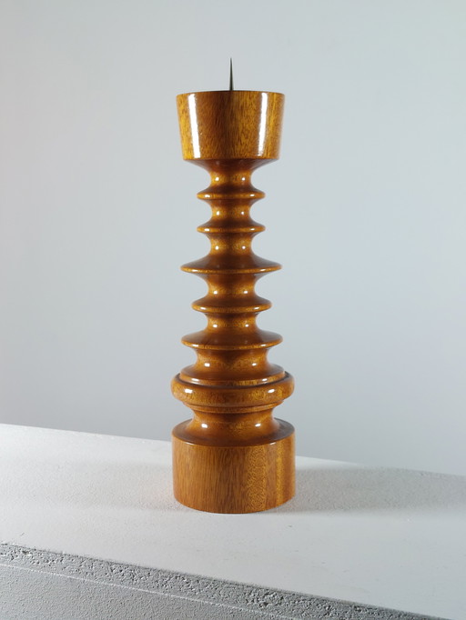 Candeliere vintage di metà secolo, tornito, forma organica, anni '70