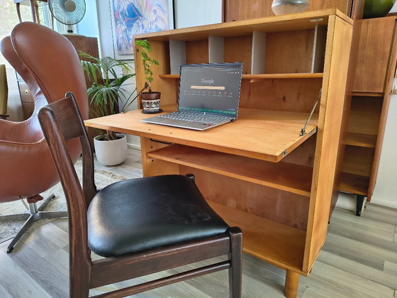 Image 1 of Mobile in legno vintage • Libreria e postazione di lavoro domestica